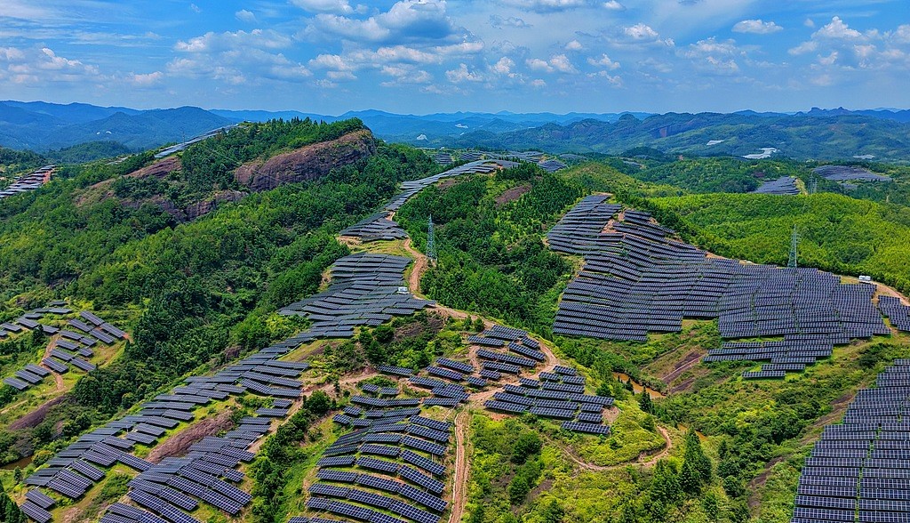 Photovoltaic power station in Zhoutian Town, Ganzhou, Jiangxi Province, China. Photo: CGTN/VCG